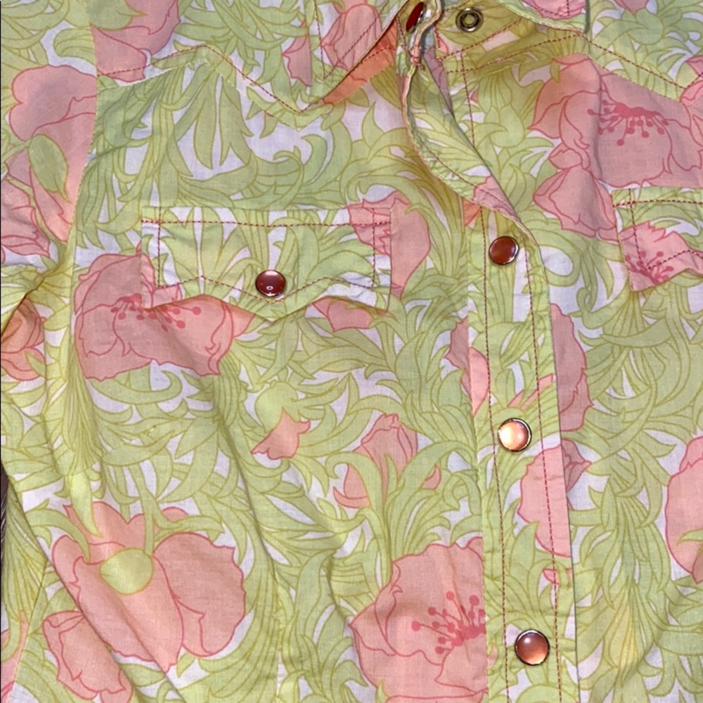 Odille Yellow and Pink Floral Button-Down Shirt - Picture 3 of 5